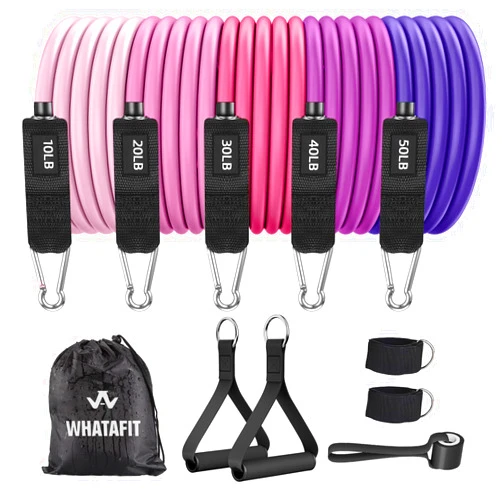 WHATAFIT Resistance Bands, Exercise Bands，Resistance Bands for Working Out, Work Out Bands with Handles for Men and Women Fitness, Strength Training Home Gym Equipment