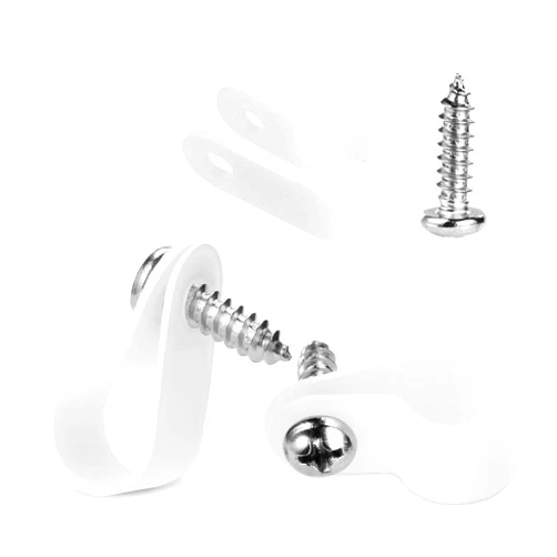 LOKMAN 50 Pack 1/4 Inch Rope Light P-Style Mounting Clips with Compatible Stainless Steel Pan Head Phillips Screws