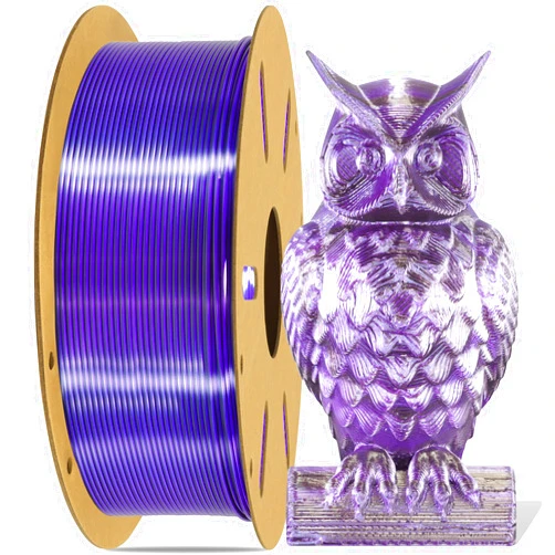 DO3D Silk Purple/Black PLA Dual Color in 1 Coextrusion 3D Printing Filament, 1KG 2.2lbs 1.75mm 2 Color Silk Bicolor Dichromatic Silk PLA Printer Material, Widely Support for 3D Printers, Purple/Black