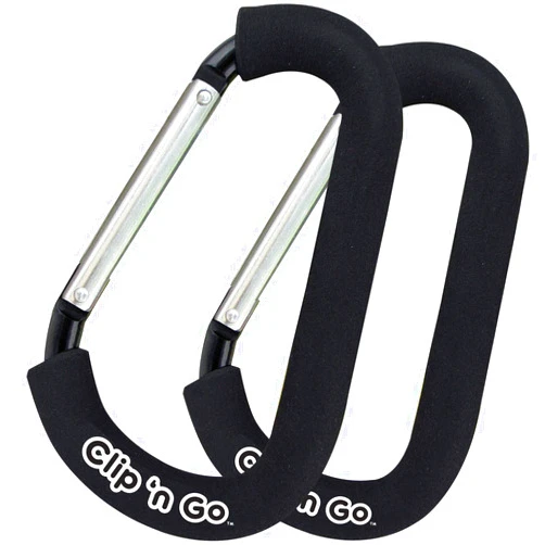 PBnJ Baby Stroller Hooks for Hanging Diaper Bags - Mommy Stroller Clip and Stroller Accessories Organizer Hook - Large Carabiner Clips for Mom Purse Shopping Grocery Bag and Accessory - (2 Pack)