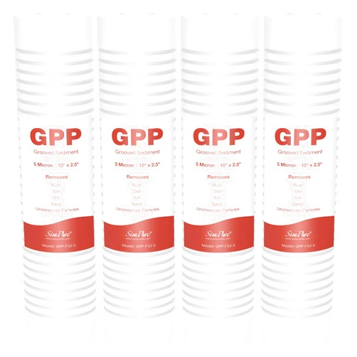 SimPure Grooved Sediment Water Filter Cartridge, 5 Micron Whole House Water Filter Universal Replacement 10