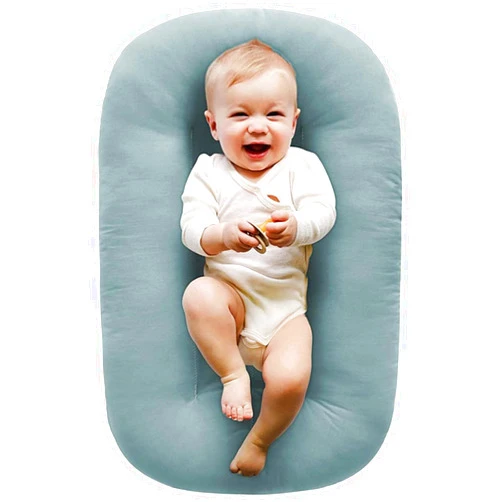 Jeeeun Baby Lounger, 2024 New Soft Cotton Snuggle Organic Lounger Breathable Snuggle Lounger for Baby Sleep (Blue_,29.5x19.3in)