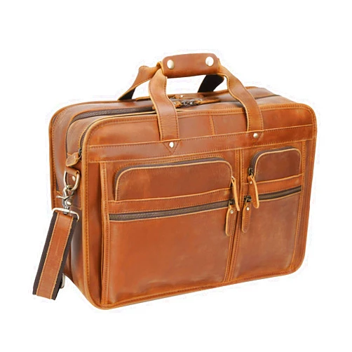 Texbo Men's Full Grain Leather Briefcase Large 17 Inch Business Travel Laptop Messenger Bag Tote with YKK Metal Zippers
