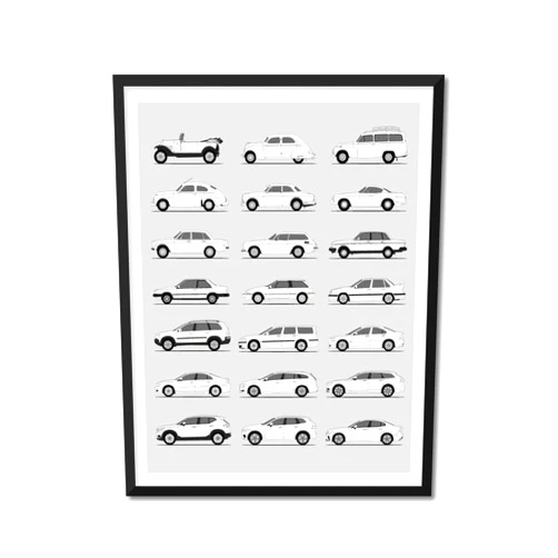 Idea Network Volvo Inspired Poster Print Wall Art Handmade Decor of the Best of Volvo Generations History Evolution (8x10