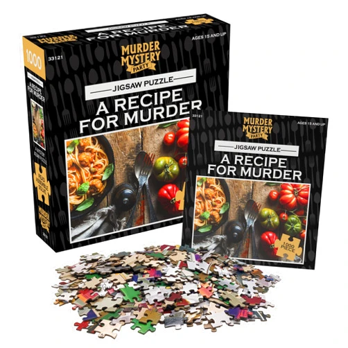 Murder Mystery Party Bepuzzled Classic Mystery Recipe For Murder Jigsaw Puzzle by University Games |Comes with Murder Mystery and Jigsaw Puzzle | 1,000 Piece Jigsaw | For Ages 12 Years and Up