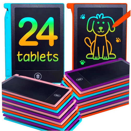 Playtapus Mini LCD Writing Tablet for Kids, 24 Pack – 4.5 Inch Mini Drawing Board. Fun and Educational for Kids That Sketch and Doodle. Perfect Party Favor, Goodie Bag and Gift Bag Filler, School Prize Or Gift