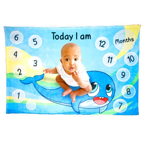 DREAM.IN Baby Milestone Blanket | Minky Soft Fleece Fabric, Boys Girls Unisex | Includes Star Frame | Large 40