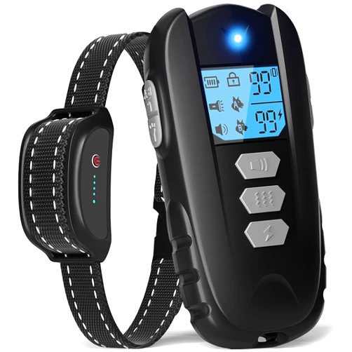 WUJ Dog Shock Collar - Dog Training Collar with Remote, IPX7 Waterproof Rechargeable E Collar for All Breeds Flashlight Beep Vibration Shock (1-99) Perfect for Small Medium Large Dogs (10-150lbs)
