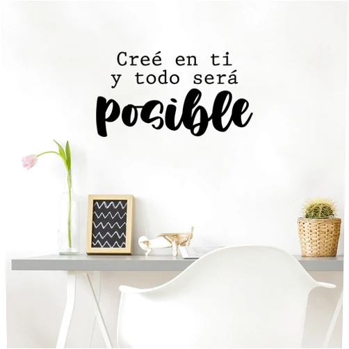 Printique Vinyl Wall Art Decal - Cree En Ti Y Todo Sera Posible/Believe in You and Everything Will Be Possible - 13 x 25