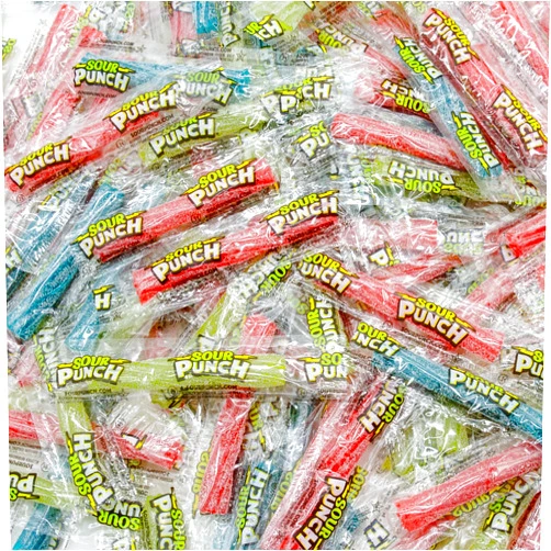 Donty-Tonty SOUR PUNCH TWISTS STRAWS 2 lb – Candy in Bulk Bag, Assorted, Fruit Flavored, Chewy Candies, Individually Wrapped, Kosher & Halal