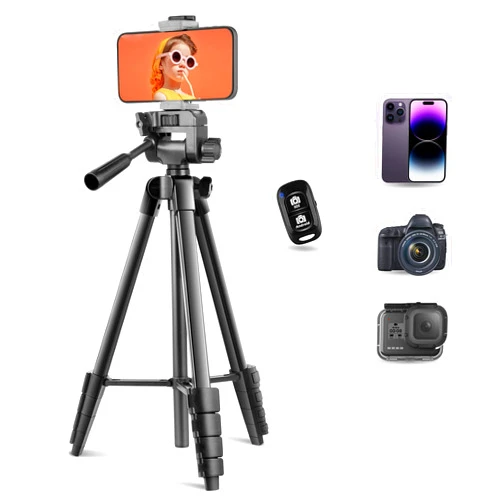 Torjim 64”Phone Tripod, Extendable Cell Phone Tripod with Remote and Holder, Universal Camera Stand for Video/Selfies/Live Streaming, Travel Compatible iOS & Android（Black