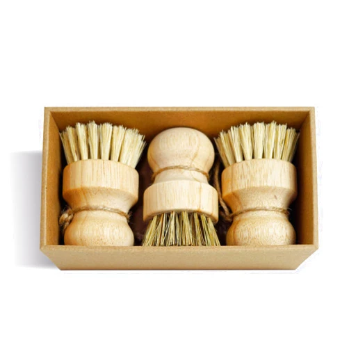 CRrrrJIC 3PCS Bamboo Scrub Dish Brushes for Kitchen-Delicate Natural Washing Brush, can be Used to Clean Iron pots, Plates and Some Vegetables and Fruits Surface, is a Good Choice for Home Kitchen Clean.