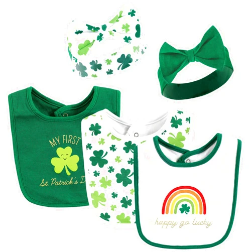 Hudson Baby Unisex BabyCotton Bib and Headband or Caps Set