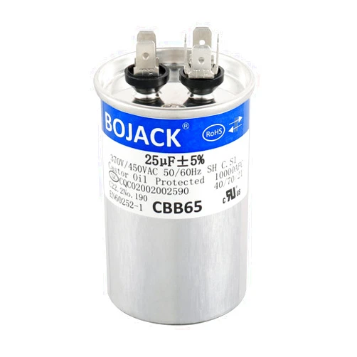 BOJACK 25 uf 370V 450V AC CBB65 Motor and Fan Starting Round Capacitor 25 MFD 10000AFC