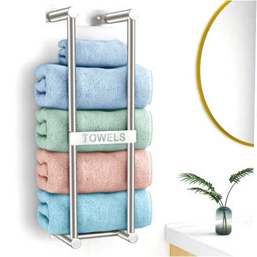 STWWO Towel Racks for Bathroom, STWWO Towel Storage for Small Bathroom 22inch, Stainless Steel Towel Rack Wall Mounted for Bath Towel, Brushed Nickel