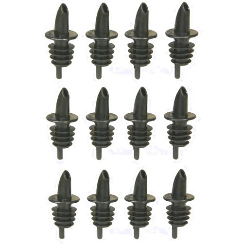 Tablecraft Free Flow Pourers, 2.5 x 1.25 Inch, 12 Count, Black