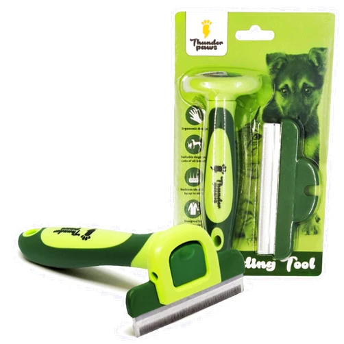 Thunderpaws Best Professional De-Shedding Tool and Pet Grooming Brush, D-Shedz for Breeds of Dogs, Cats with Short or Long Hair, Small, Medium and Large (Green)