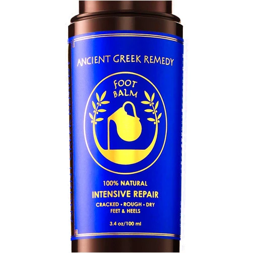 Ancient Greek Remedy Organic Foot Balm for Dry Cracked Feet and Heels, Made of Olive, Almond, Jojoba, Lavender and Vitamin E Oil. Natural Cream Moisturizer for Dry Skin Care for Women, Men