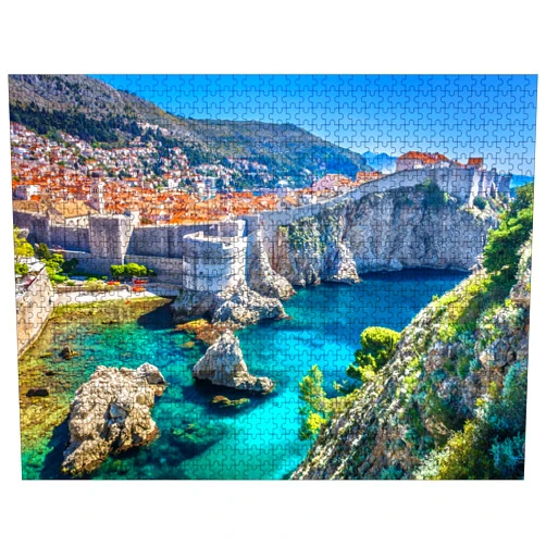 YINGJIEKISSU Jigsaw Puzzles 1000 Pieces for Adults - Croatia Dubrovnik Selective Focus Premium Wooden Perfect Interlocking Clear Printing