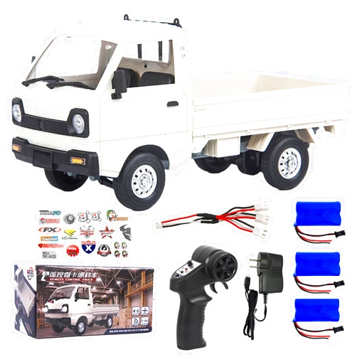 LEOSO WPL D12 RC Truck 1/10 RC Crawler 2.4G Drift RC Cars Pickup with 3pcs Upgraded 1200mah Battery Remote Control Truck Crawler Full Scale RC Rock Crawler Off-Road RC Trucks