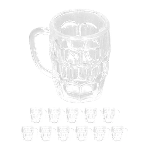 Agatige 12pcs Mini Beer Cups, Simulation Beer Mugs Model Decorative for Dollhouse Party Picnic