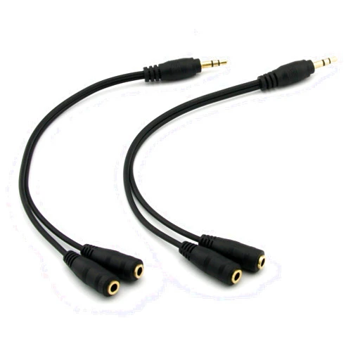 ONXE 2-Pack Gold Plated 3.5mm Stereo Jack Splitter Cable Adapter Connectors ,3.5mm Male To 2 X Female - for Connecting External Speakers or Use Both Output for Speakers For Ipod, Mp3 Player