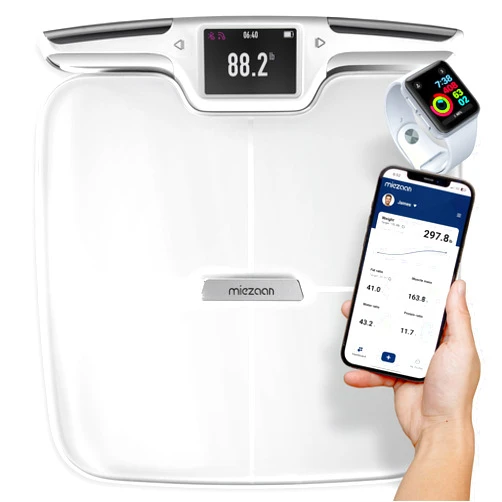 Miezaan BodyAnalytix Pro - 8 Electrode Smart Scale for Body Weight - Digital Scale with Handles - 56 Metrics - Bathroom Scale with BMI, Body Fat, Muscle Mass Measurements - FSA/HSA Eligible