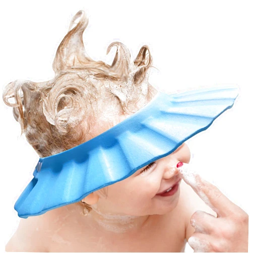 KOMIDK Baby Shower Cap Soft Adjustable Baby Bath Head Cap Visor for Washing Hair Shower Bathing Protection Bath Cap for Toddler, Baby, Kids, Children (Blue)