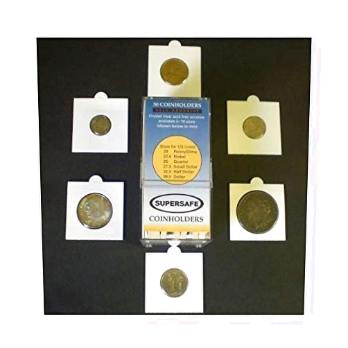 Justchee 50 2x2 Self-Adhesive Cardboard Coin Holders MIX SIZES