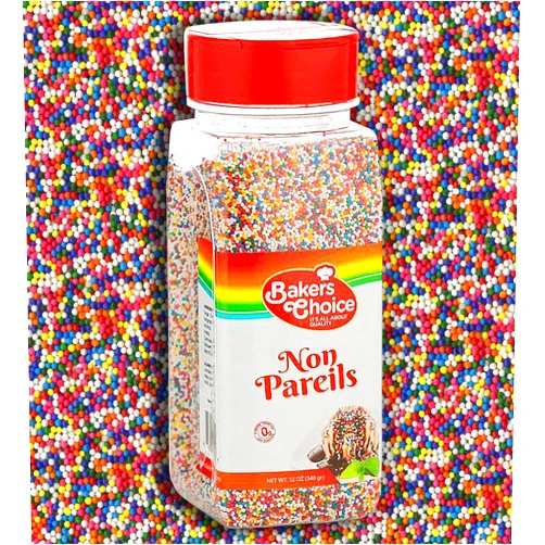 Baker's Choice Bakers Choice Rainbow NonPareils Sprinkles, Cake Sprinkles and Toppings Non Pareil Sprinkles Gluten Free - Dairy Free - Kosher - 12 Ounce.
