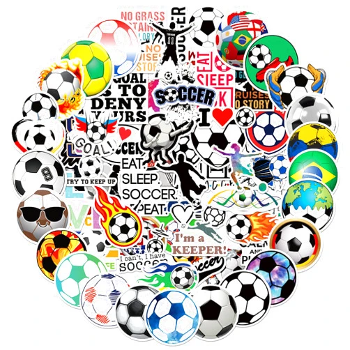 Hebraeos 100PCS Soccer Stickers for Scrapbooking, Motivational Vinyl Waterproof Stickers for Water Bottles, Luggage, Teaching Incentives, Soccer Team Gifts for Kids, Teens and Adults