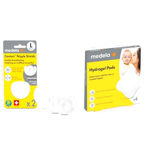 Medela Contact Nipple Shield for Breastfeeding, 24mm Medium Nippleshield, for Latch Difficulties & Hydrogel Pads | Pain Relief for Sore or Cracked Nipples | Breastfeeding Essentials