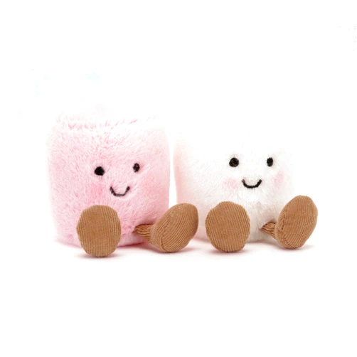 Jellycat Amuseables Pink and White Marshmallows Stuffed Toy, 3.5 inches | Food Plush | Fun Gift Idea