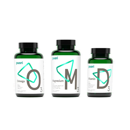 Puori Health Essentials Bundle Pack - 3 Bottles x 120 Capsules - Omega 3 Fish Oil, Magnesium, and Vitamin D3 - Every Batch Tested for Purity