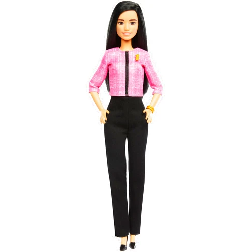 Barbie Careers Doll & Accessories, Future Leader with Black Hair Wearing Outfit with 2 Golden Bracelets & “B” Pin, Includes Future Leader Sticker for Kids