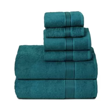 Elvana Home Ultra Soft 6 Pack Cotton Towel Set, Contains 2 Bath Towels 28x55 inch, 2 Hand Towels 16x24 inch & 2 Wash Coths 12x12 inch, Ideal Everyday use, Compact & Lightweight - Teal