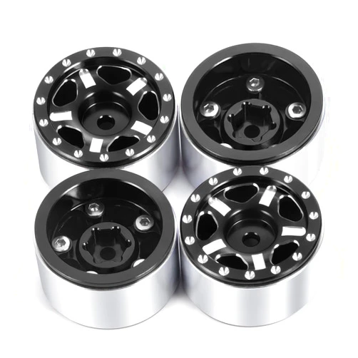 Maleonn 4PCS 1.0 Beadlock Wheels Rims for 1/24 RC Crawler Axial SCX24 Wheels AXI00005 AXI90081 AXI00001 AXI00002 SCX24 Upgrades Wheel Hub Set (Black)