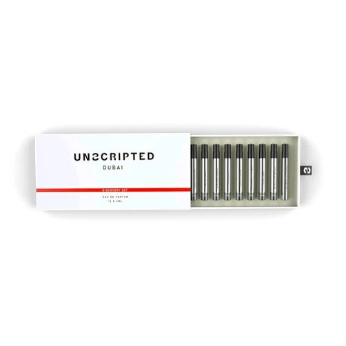 Unscripted Discovery Set - Mini Perfumes for Women and Men - Travel Size Perfume Spray Vials with Vanilla, Lavender, Sandalwood, Leather - 12 pc