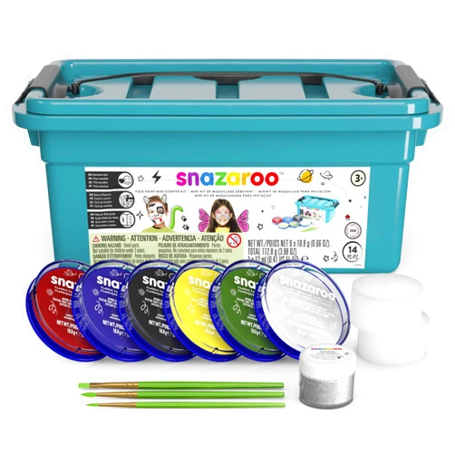 Snazaroo Face Paint Mini Starter Kit, 14 Piece Set, 6 Colors