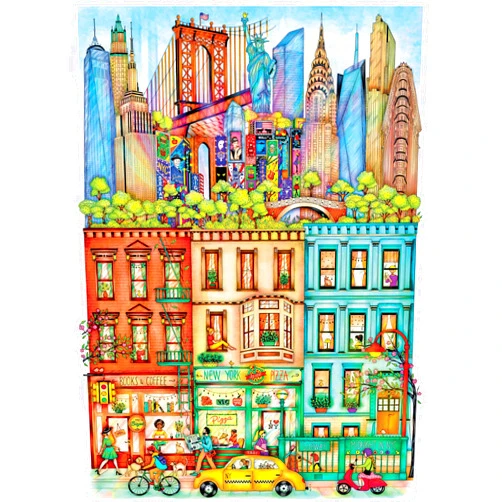 PLAYVIEW 1000 Piece Puzzle for Adults Madalina Tantareanu Cities: New York 27x20 Jigsaw by KI Puzzles PLAYVIEW Brands