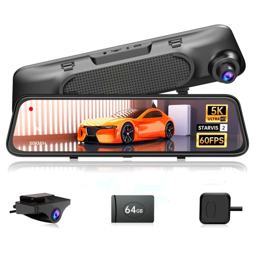 Martalk 5K Mirror Dash Cam with 60fps WDR Backup Camera,12