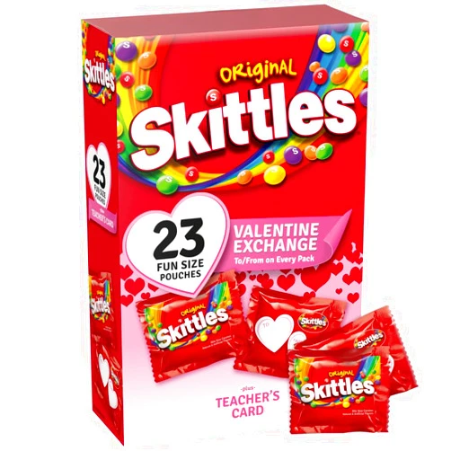 SKITTLES Original Fun Size Valentine's Exchange Chewy Candy, 23 Ct Box