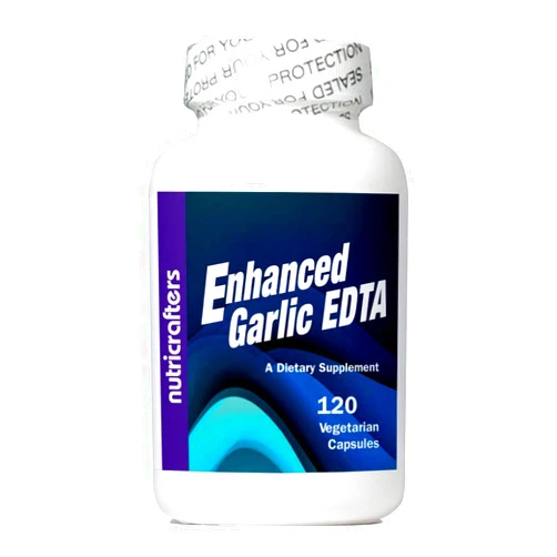 NutriCrafters Enhanced Garlic EDTA 120 Capsules - 1000mg High Potency Calcium Disodium EDTA Formula - No Magnesium Sterate or Aluminum Containing Zeolite - 1 Bottle of 120 Capsules