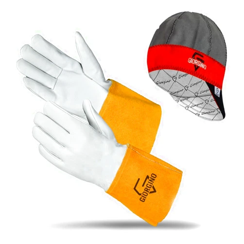 Giorgino Premium TIG Welding Gloves with FREE Assorted Welding Cap Top Grain Goatskin Leather Gloves Unlined 4