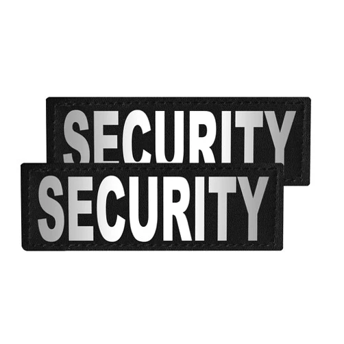 Dogline Security Vest Patches – Removable Security Patch 2-Pack with Reflective Printed Letters for Support Therapy Dog Vest Harness Collar or Leash Size C (2