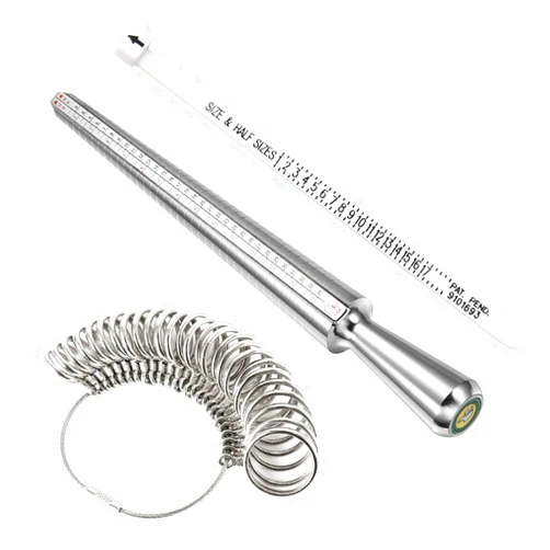 Jyibinee Adjustable Ring Sizer Set Stainless Steel Gauge Measuring Tool Easy Jewelry Sizing Solution for Us UK Sizes Finger Circumference Silver