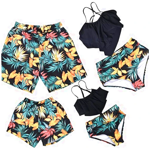 PURFEEL Couples Matching Swimsuit Family Matching Swimwears Dad and Me Matching Swiming Shorts