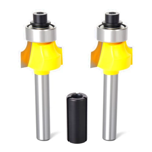 MEIGGTOOL 2PCS Roundover Edging Router Bit Set, 1/4-Inch Shank Round Nose, Cutter Tools 1/8