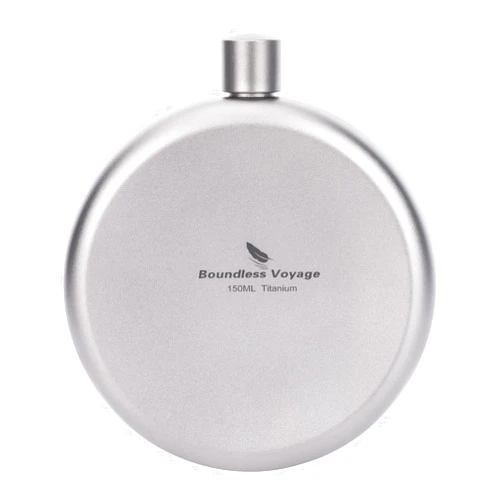 iBasingo Camping Titanium 5.27oz Hip Flask Portable Round Wine Bottle With Funnel Whiskey Alcohol Drinkware Accessories Gift for Men & Women A-Ti3065D