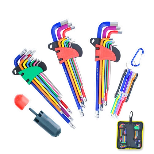 KOTTO Hex Key Allen Wrench Set, Metric, Imperial, Torx, Star Long Arm Ball End Set Tools, Industrial Grade with Storage Bag